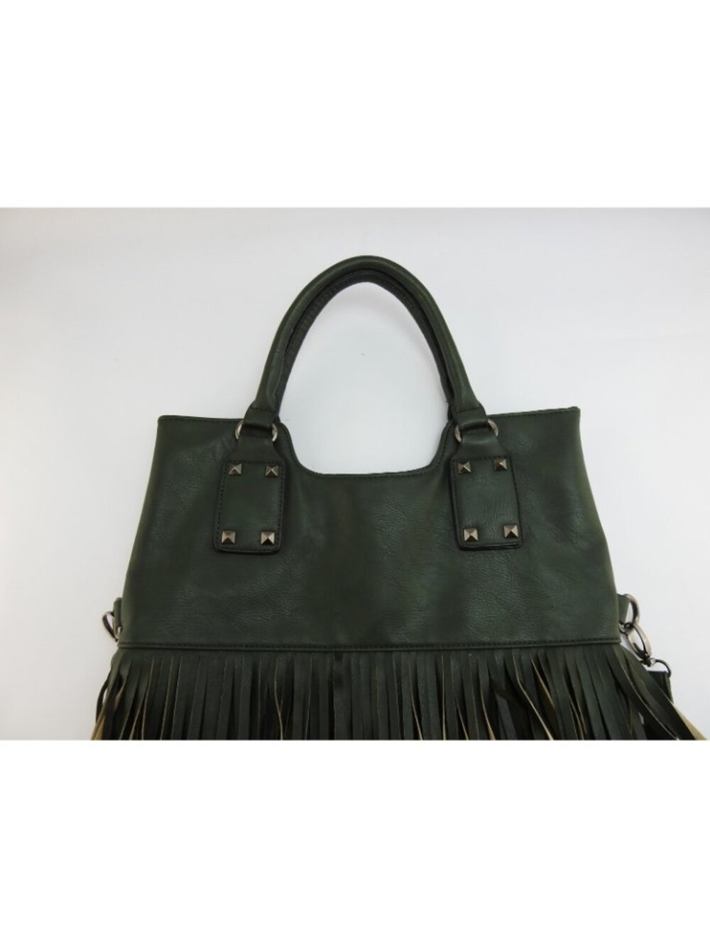 Kiss Me Couture Green Fringe Tote Shoulder Bag Boho Western Crossbody Purse - Picture 6 of 9